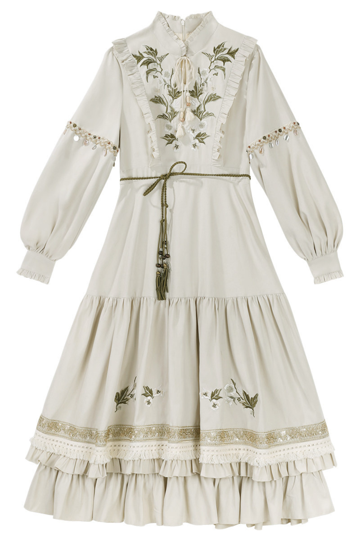 パストラルロリータロングスリーブドレス+ベスト+スカーフ