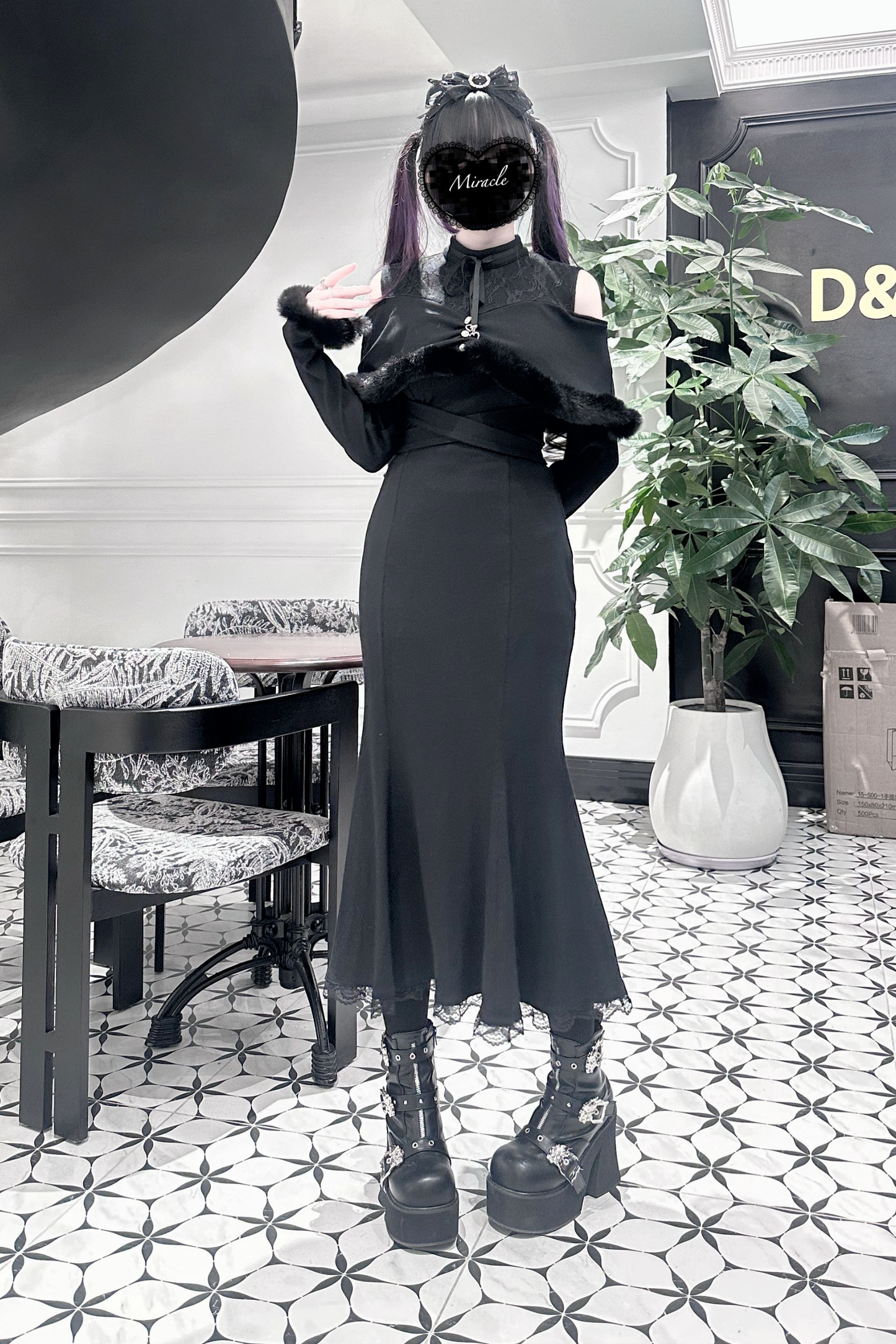 オフショルダークリアマーメイドワンピース