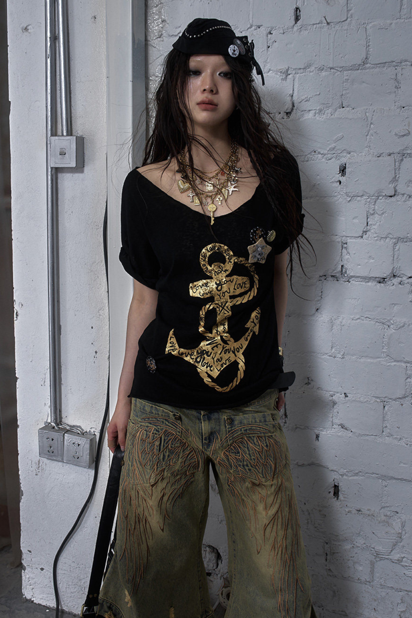 Y2k 타이트 프린트 탑