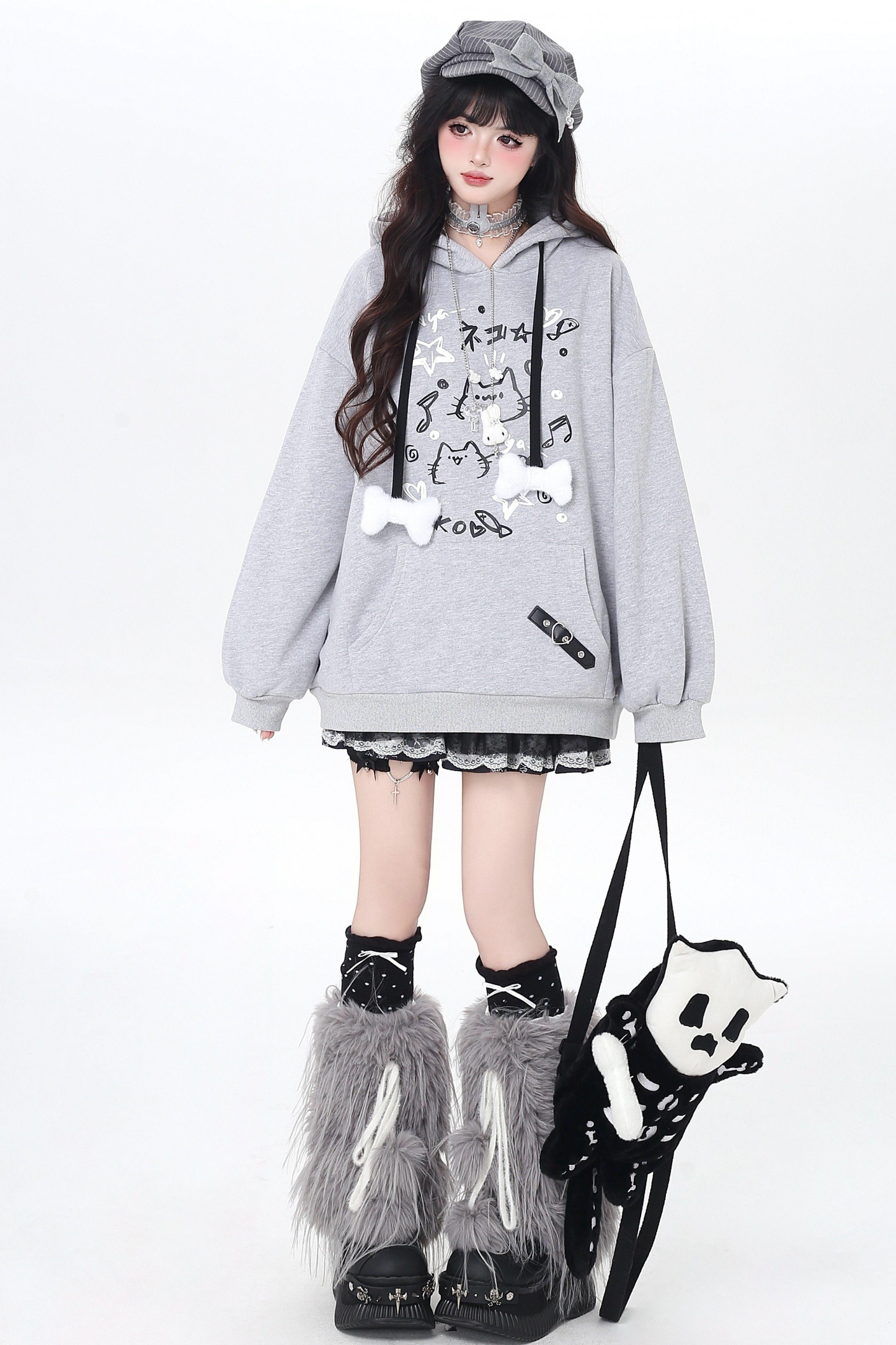 Cat Graffiti Fleece Hoodie
