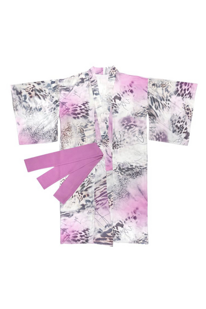 ヒョウ柄浴衣+リボン帯