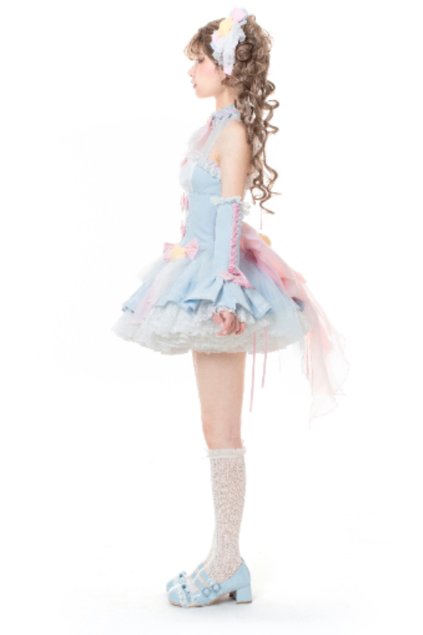 魔法妖精スパークリングウォーターロリータトップス+スカート+ヘアクリップ+テール+魔法ステッチ