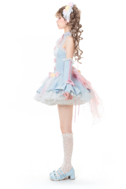 魔法妖精スパークリングウォーターロリータトップス+スカート+ヘアクリップ+テール+魔法ステッチ