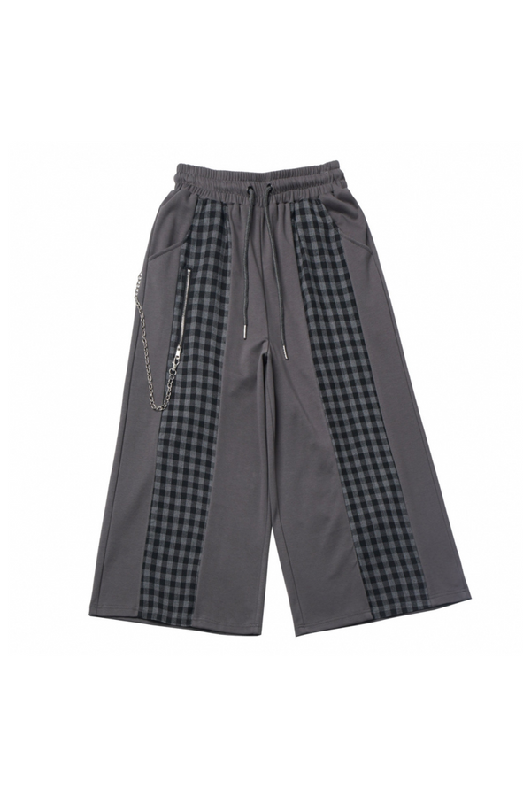 Mode Check Top + Skirt + Casual Wide Pants