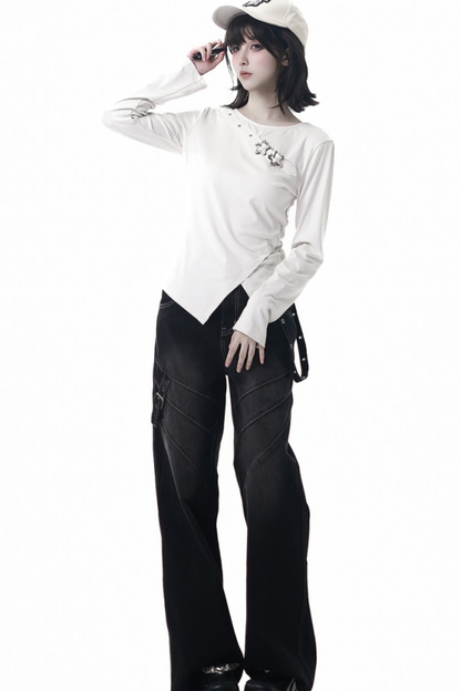 スリットロングスリーブトップス