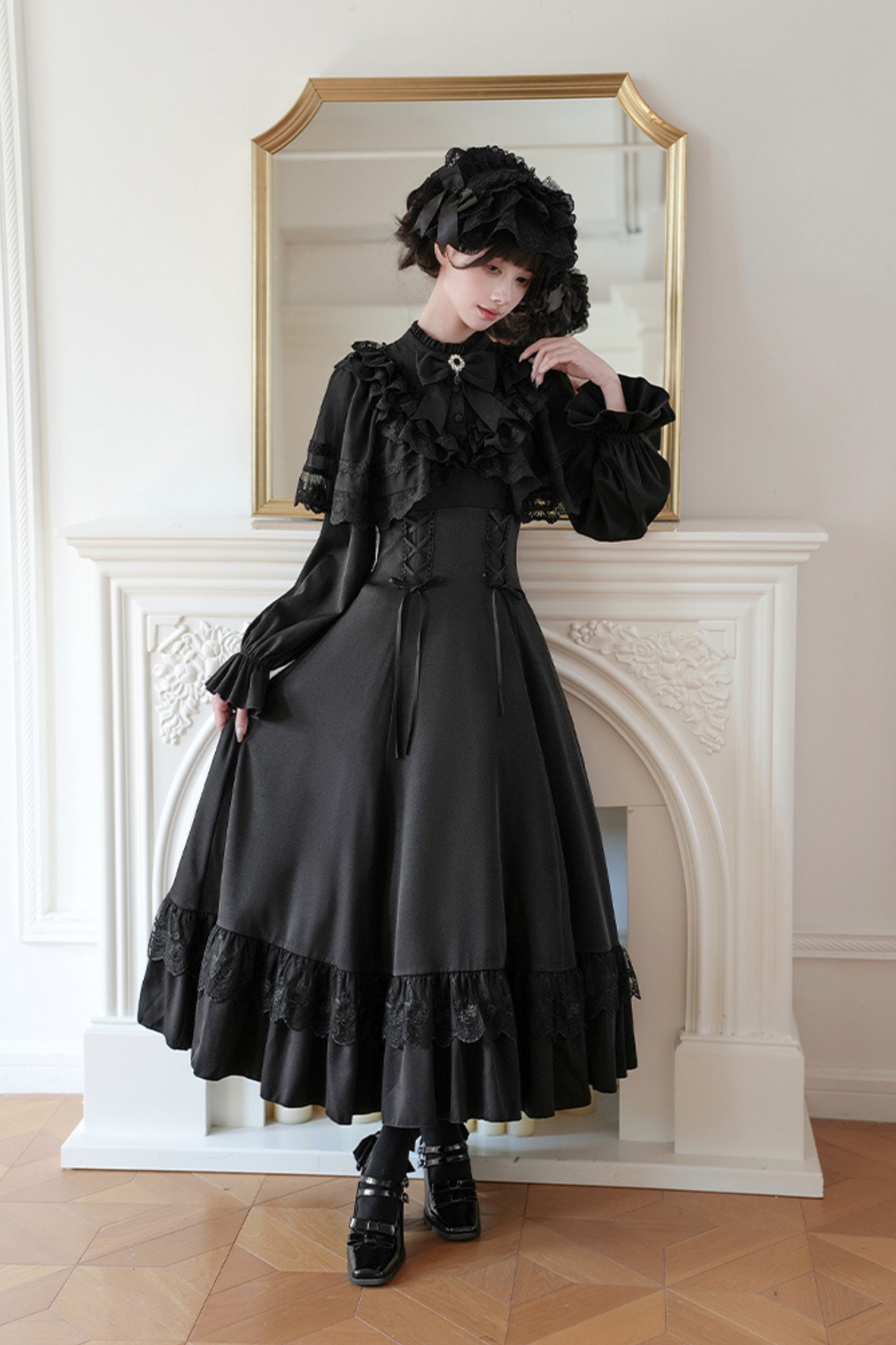 Elegant Dress + Shawl + Ribbon + Headdress