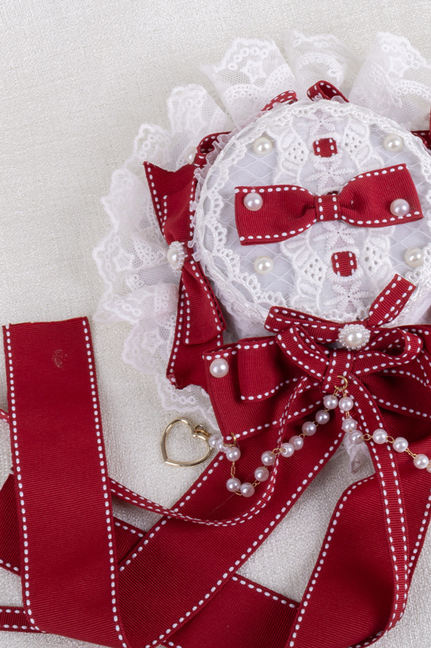 レースステッチロリータヘアバンド+ハットクリップ