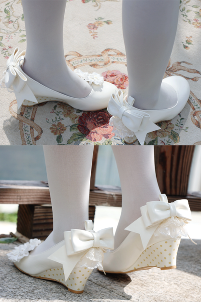 レトロドットハートロリータスイートシューズ