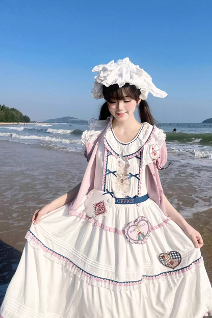 Retro Bear Puff Sleeve Dress + Sleeveless Dress
