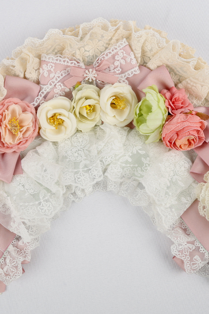 カントリーブーケロリータボンネット+フラットハット+クリップハット+ヘアバンド