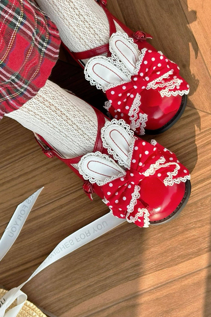 Sheep Puff Polka Dot Shoes