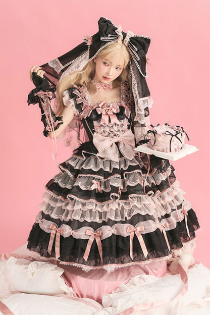 [Reservation deadline on October 18] Rose Garden Floral Pearl Ribbon Tulle Dress