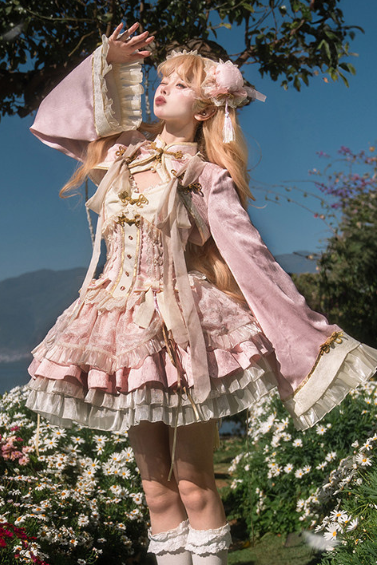 Chinese Sweet Jumper Skirt + Shawl