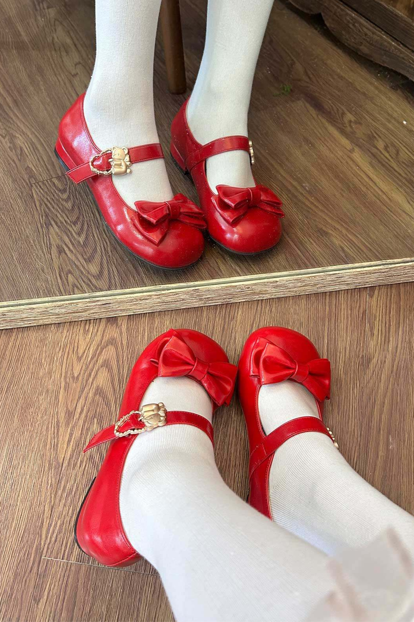 Glossy Sheep Bowknot Shoes