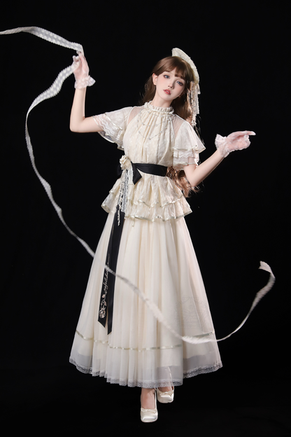 【4月5日予約締切】レトロエレガントインナー+トップス+スカート+アクセサリー