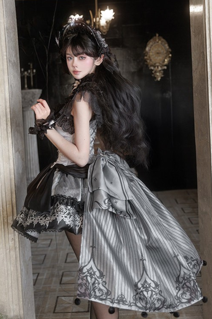 【2月28日予約締切】ダークシルバーレースロリータドレス+BNT+ネックアクセサリー