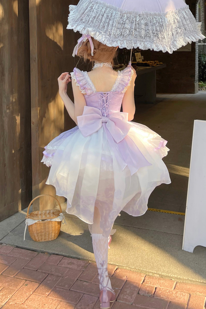 【予約商品】バレエスタイルエレガントドレス+ハット+ヘアバンド+リボンテール