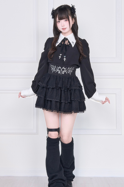 クロス刺繍シャツ+スカート