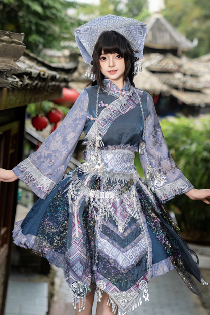 【12月16日予約締切】エスニックロリータツインコーデパフスリーブドレスセット＋ベルスリーブドレスセット