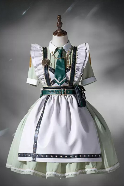 Schwarz-grünes Militär-Maid-Lolita-Kleid Komplettset