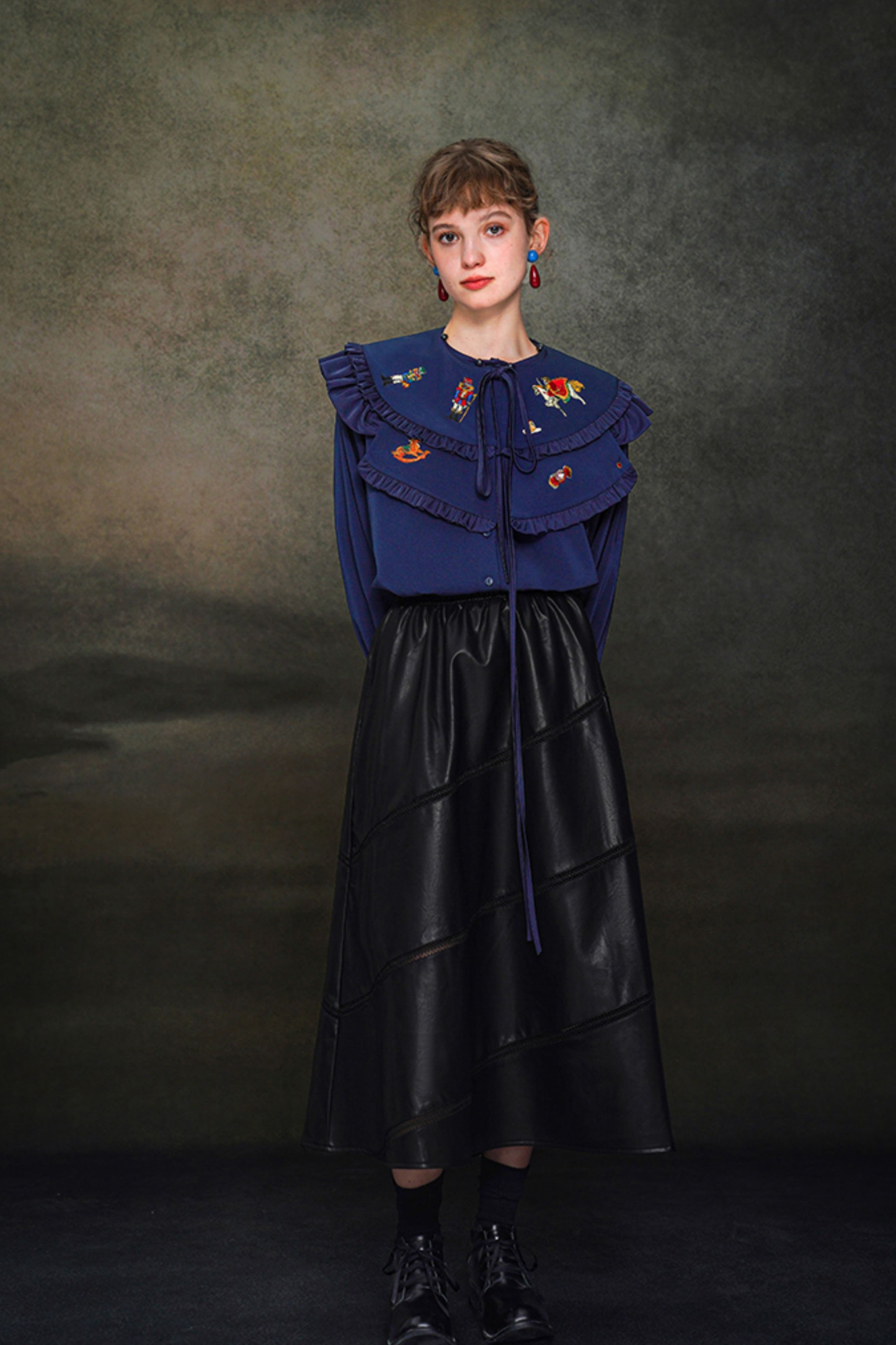 フレンチレトロショールデザインブラウス