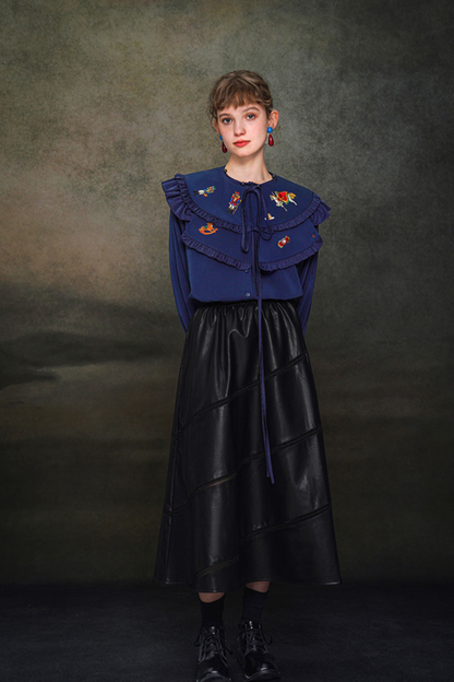 フレンチレトロショールデザインブラウス