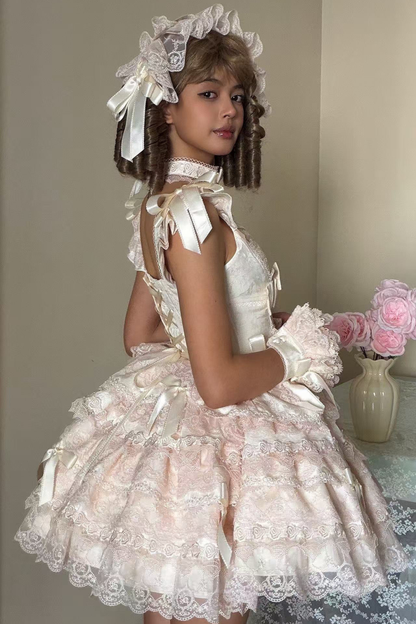 【予約商品】プリンセスバレエケーキロリータドレス+ヘアバンド+ネックレス+スリーブ+テール