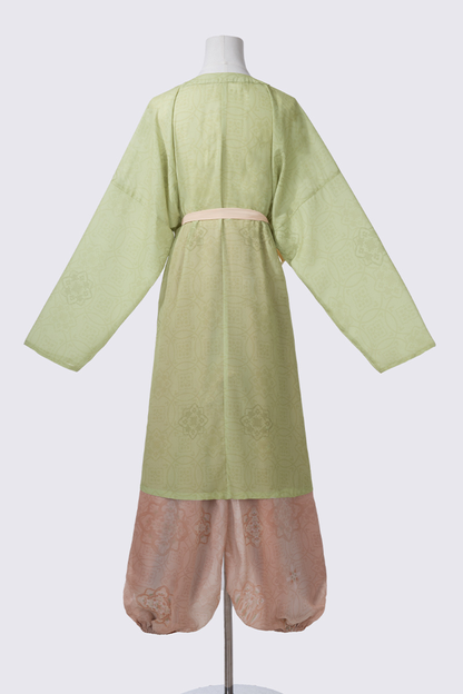 Retro Round Neck Robe China Top + Balloon Pants