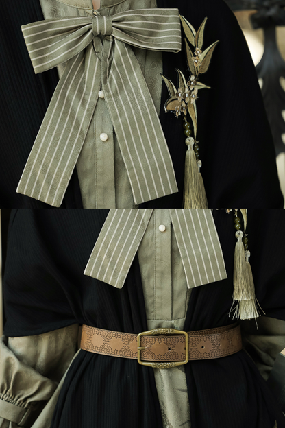 Chic Dark China Print Dress + Shawl