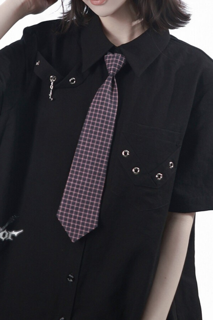 Puff Sleeve Shirt + Shorts + Tie