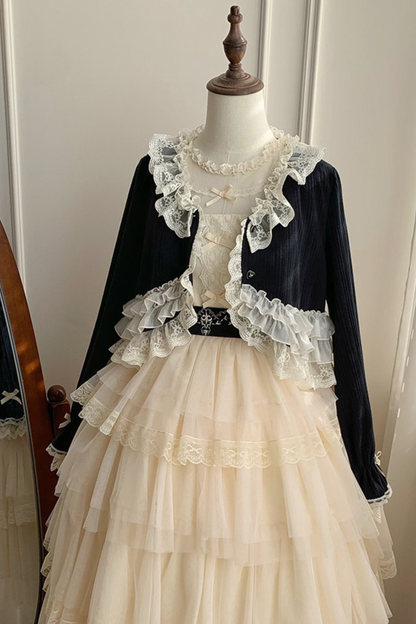 レーストリムニットカーディガン