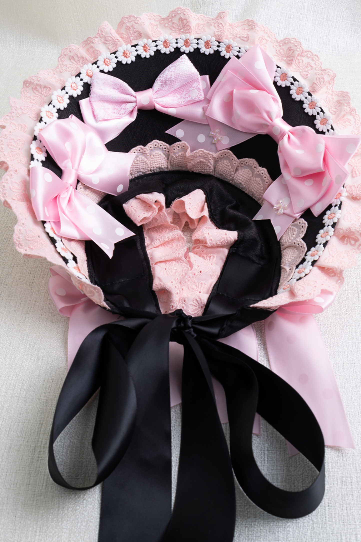 フリルリボンボンネット+ヘアバンド