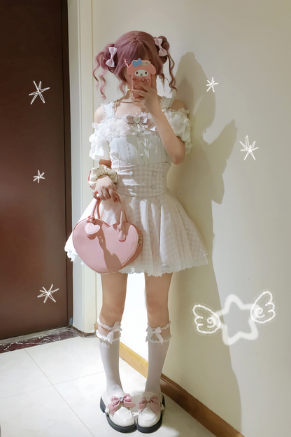 【予約商品】量産オフショルダートップス+ハイウエストスカート