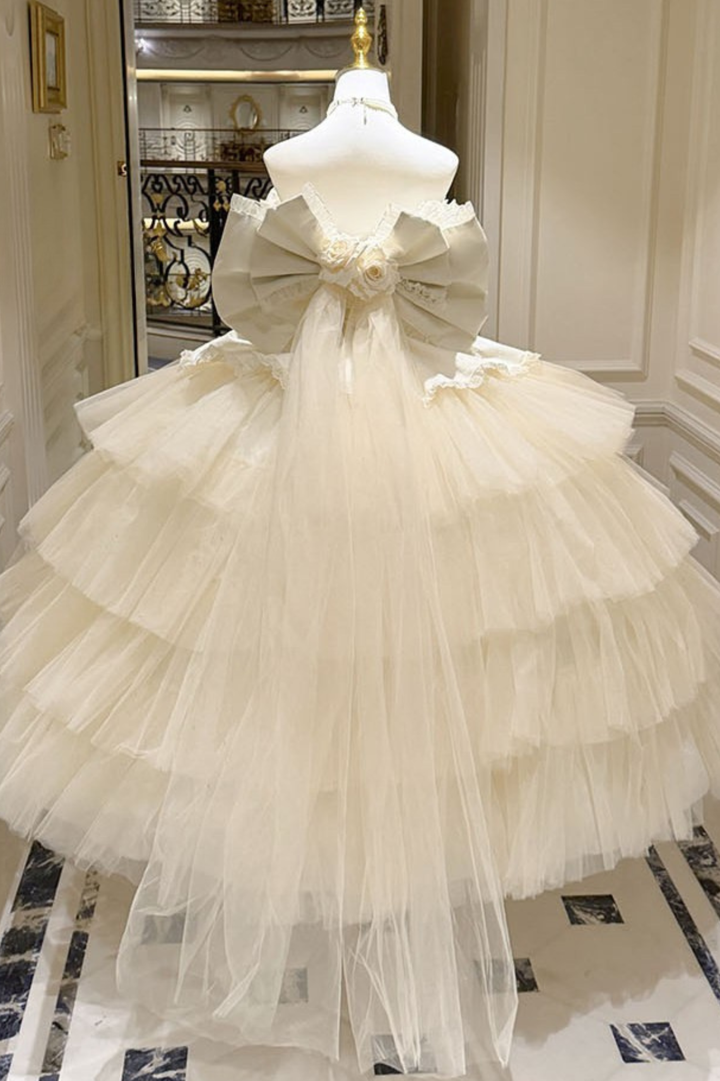 [예약상품] 4월 4일 예약마감]애프리콧 웨딩 로리타 원피스+숄+소매+리본 테일+베일