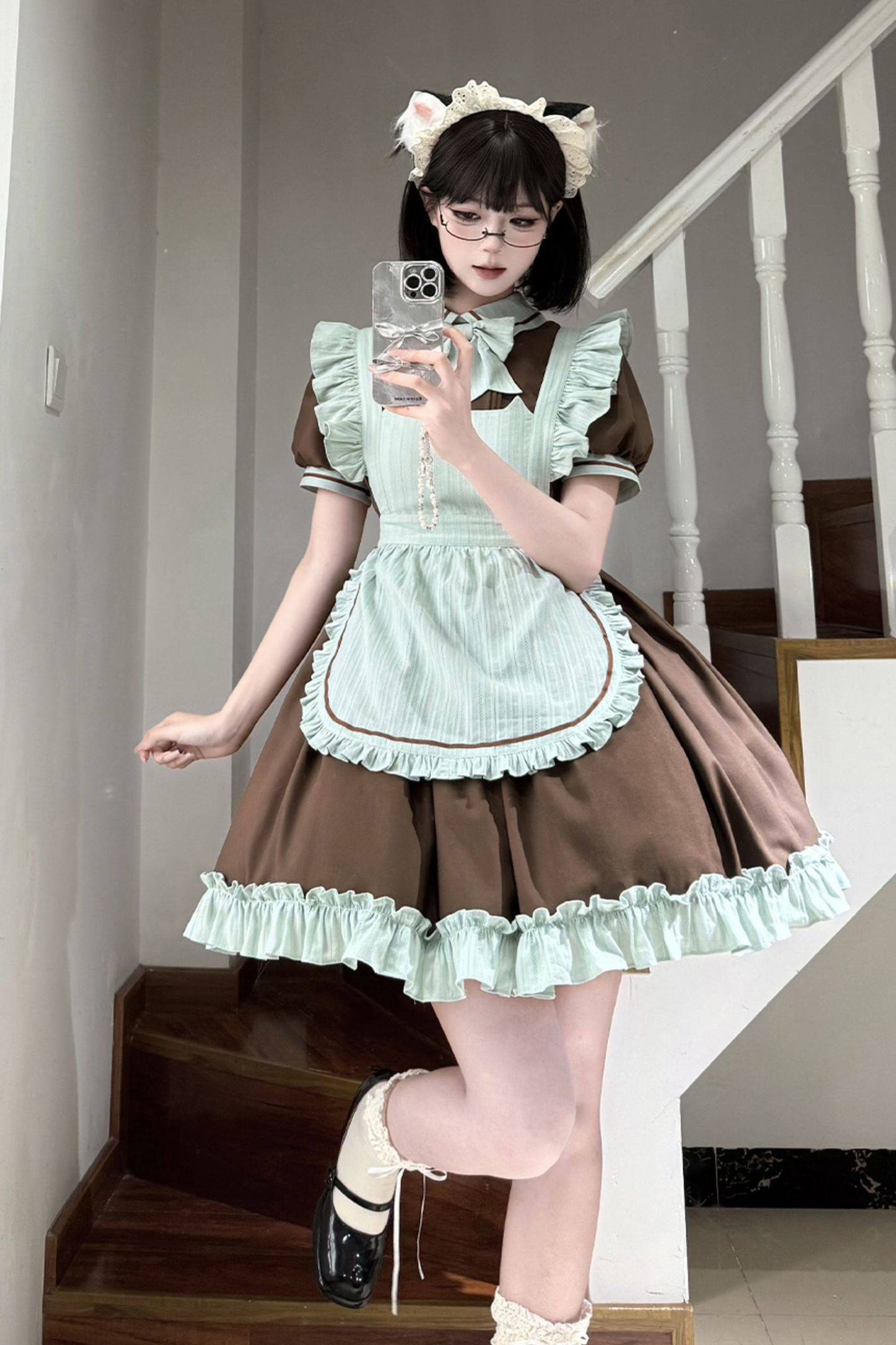 Mint Blackberry Lolita Dress + Apron + Tie