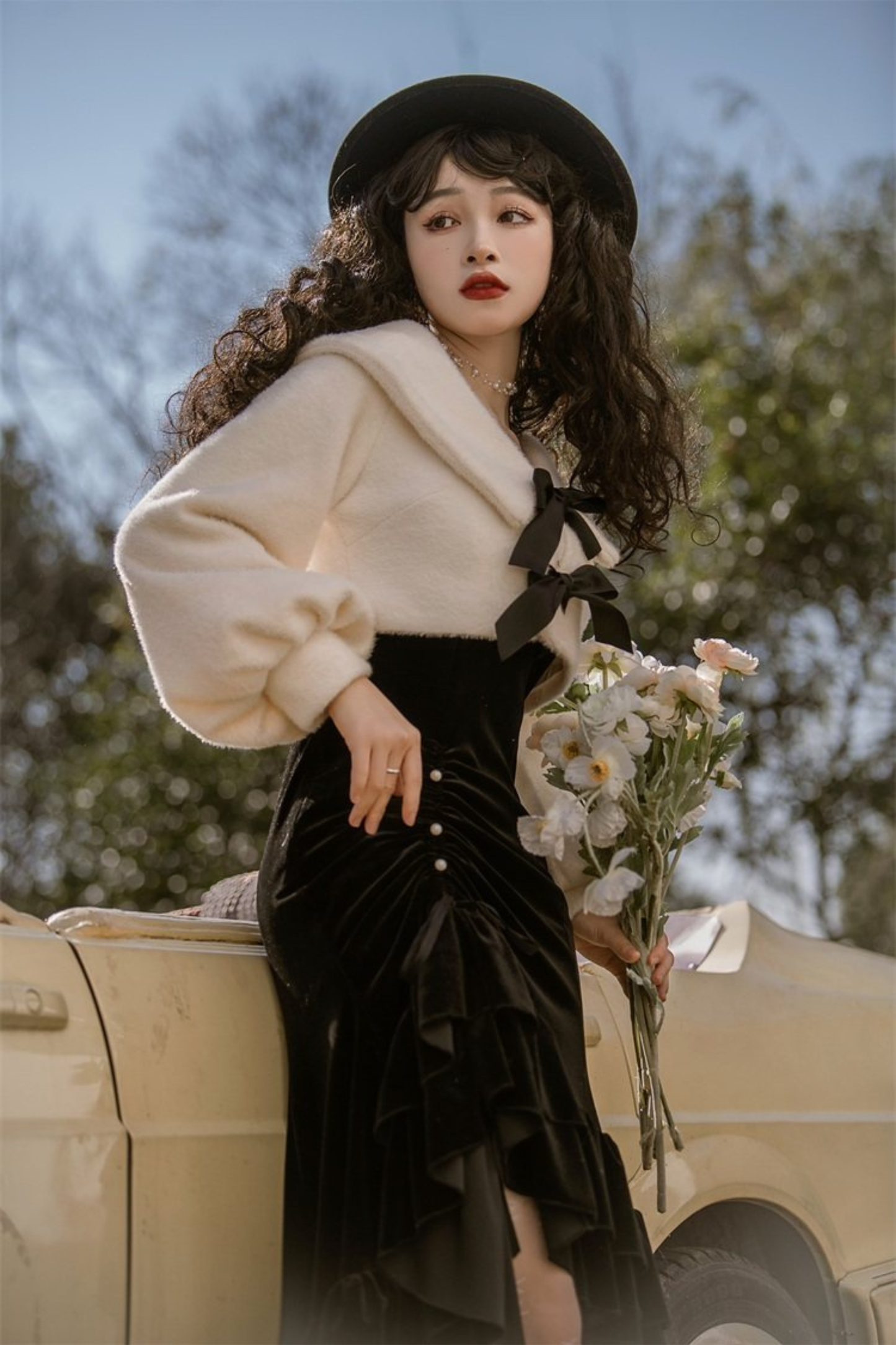 Mermaid Asymmetrical Camisole Dress + Ribbon Jacket