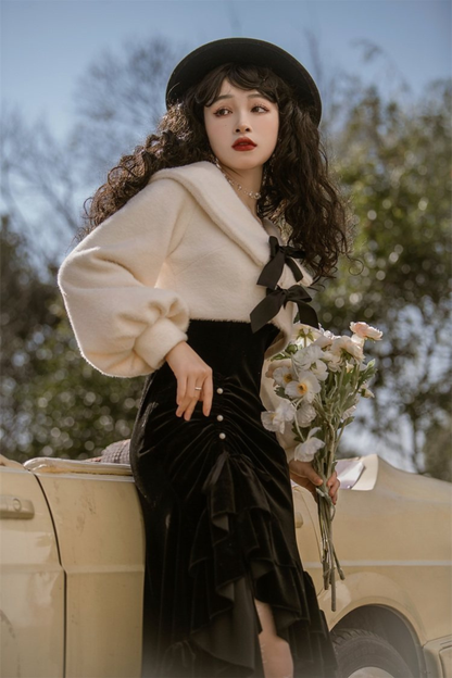 Mermaid Asymmetrical Camisole Dress + Ribbon Jacket