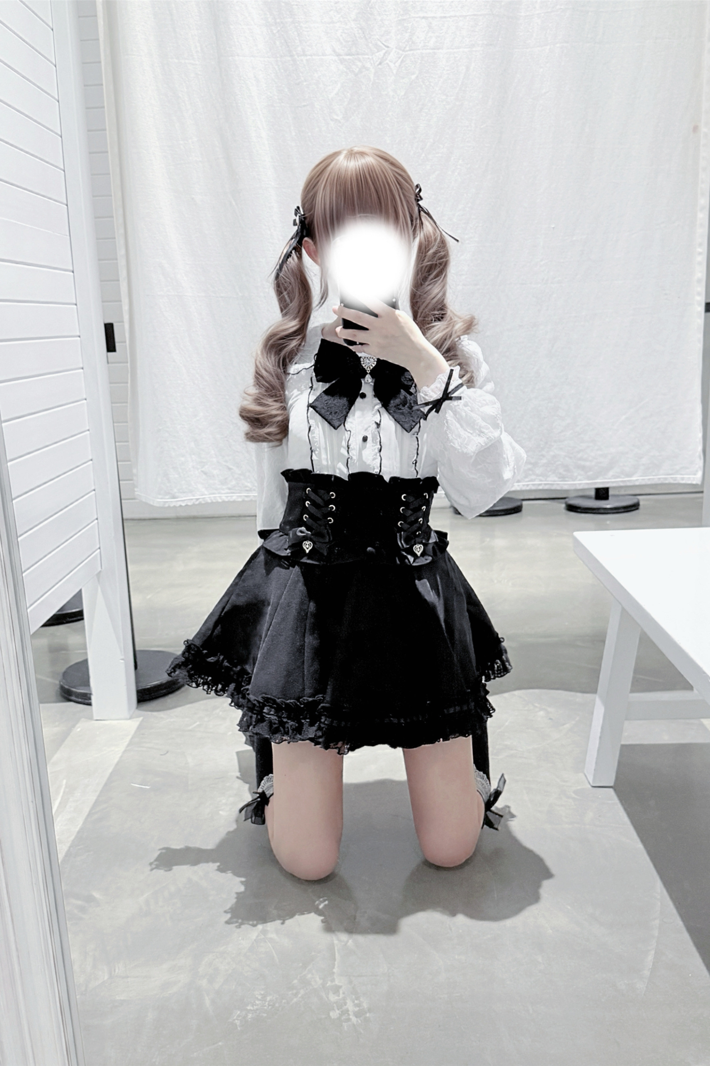 ドールカラーレースシャツ+キュロット