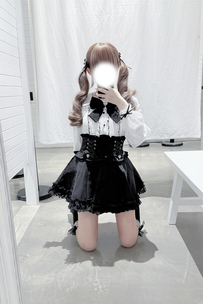 ドールカラーレースシャツ+キュロット