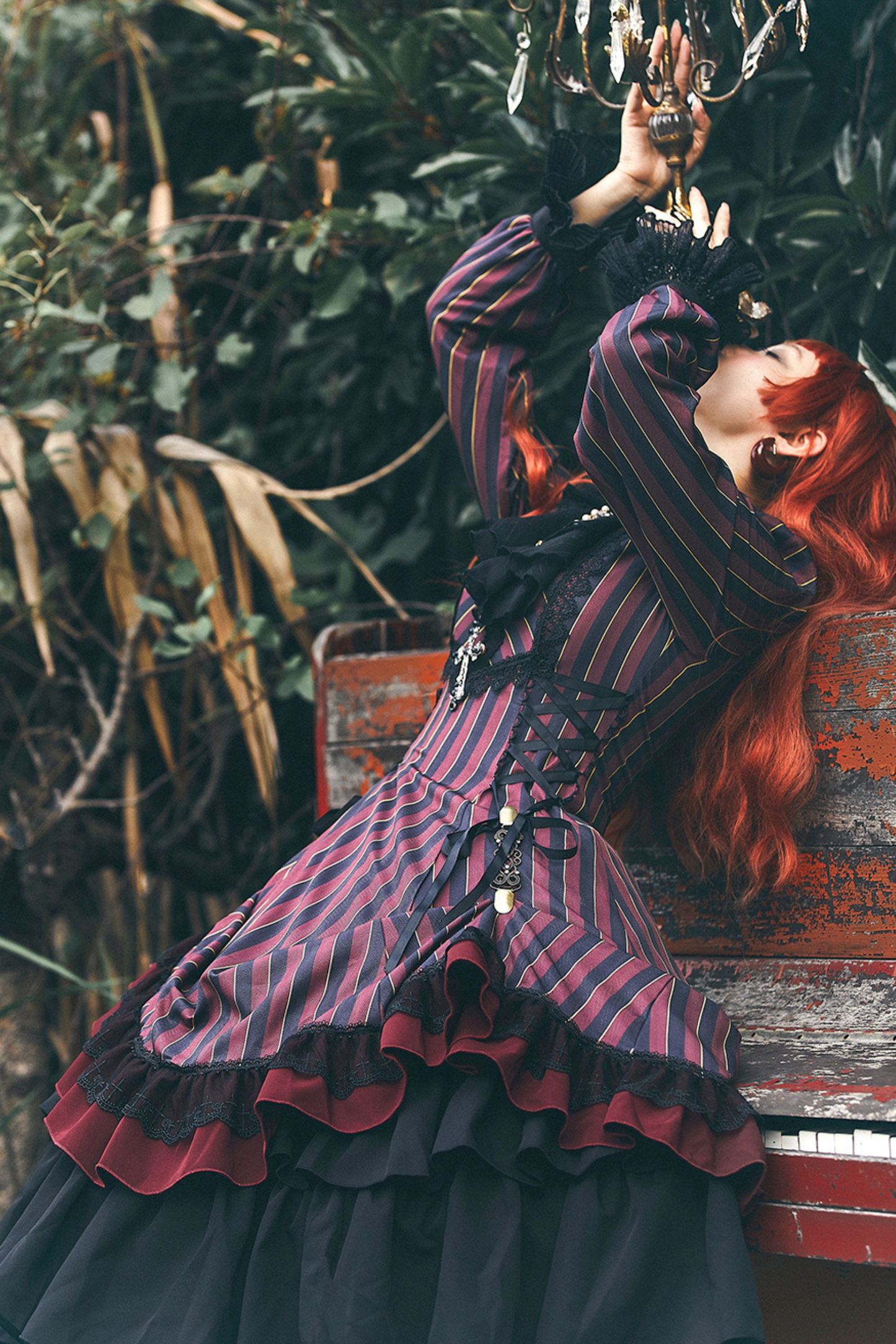 Retro Striped Elegant Gothic Lolita Dress