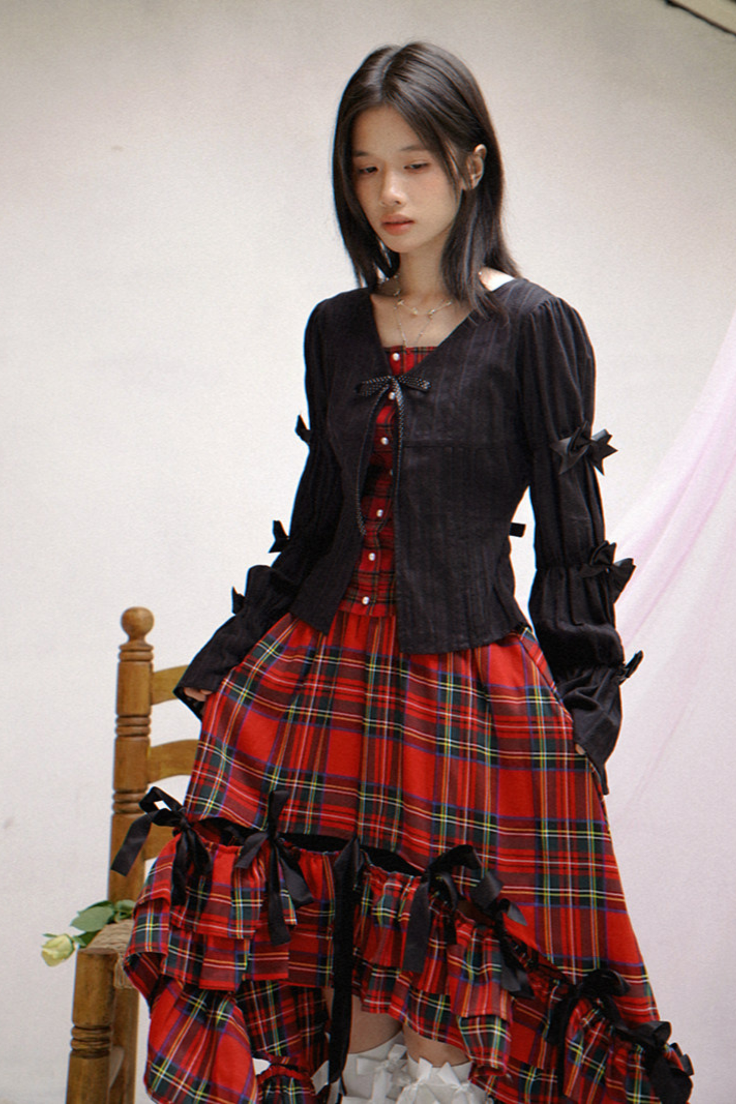 Polka Dot Plaid Blouse