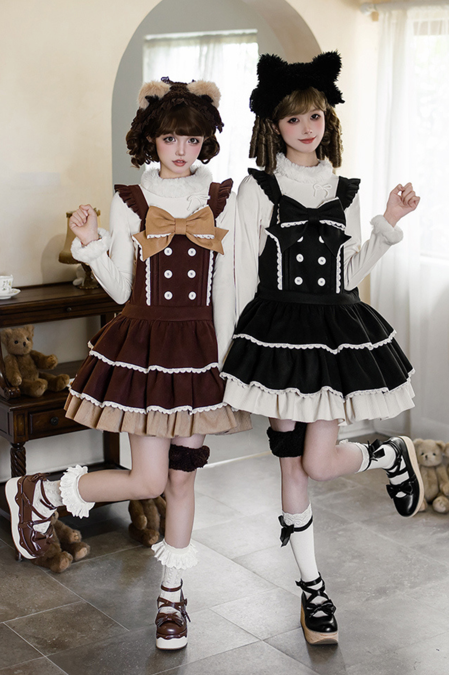 ドールロリータドレス+トップス+アニマルレッグループ+アニマルヘアバンド