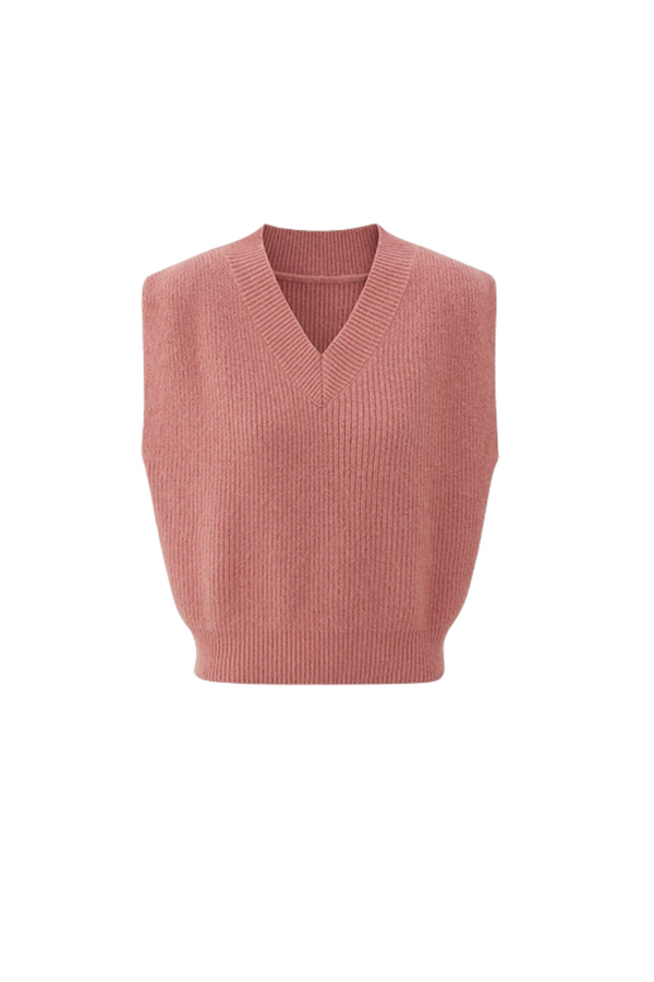 Fur Knit Vest + Striped Shirt