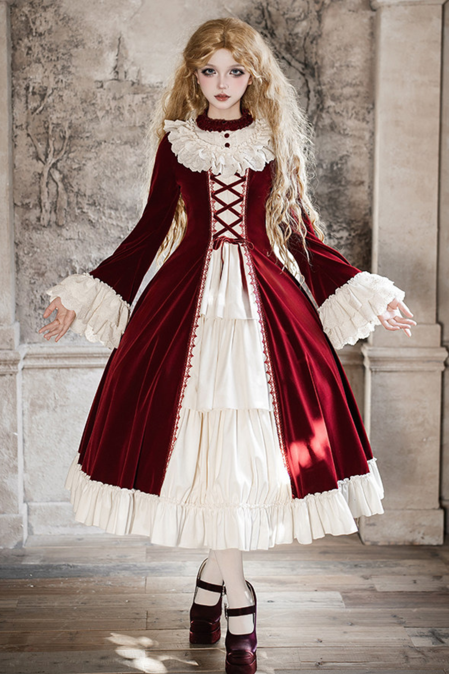 クラシカルエレガントドレス+カラー+リボン+ハット