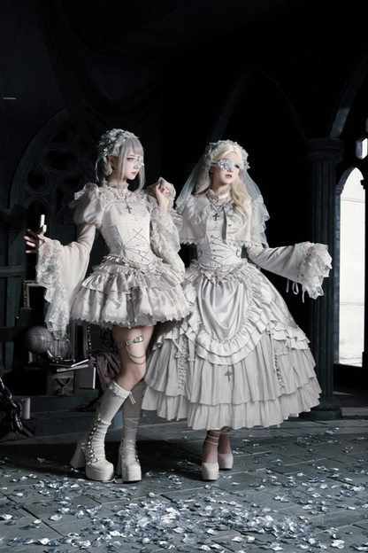 ゴシックロリータスカート+コルセット+ベール+ネックレス+ウエストチェーン