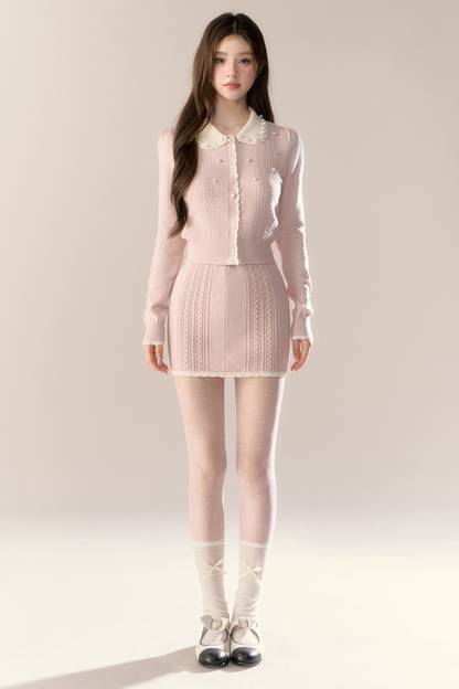 スイートアイランドドールカーディガン+タイトスカート