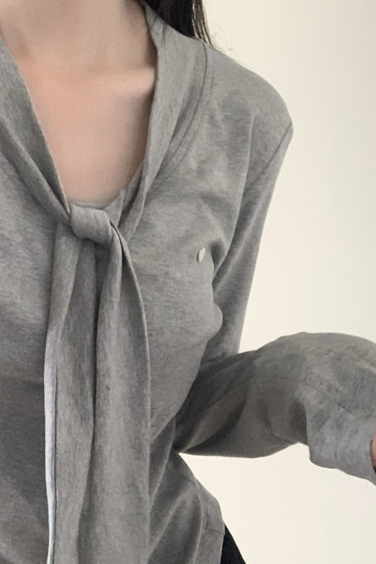 マルチカラーボタンリボントップス