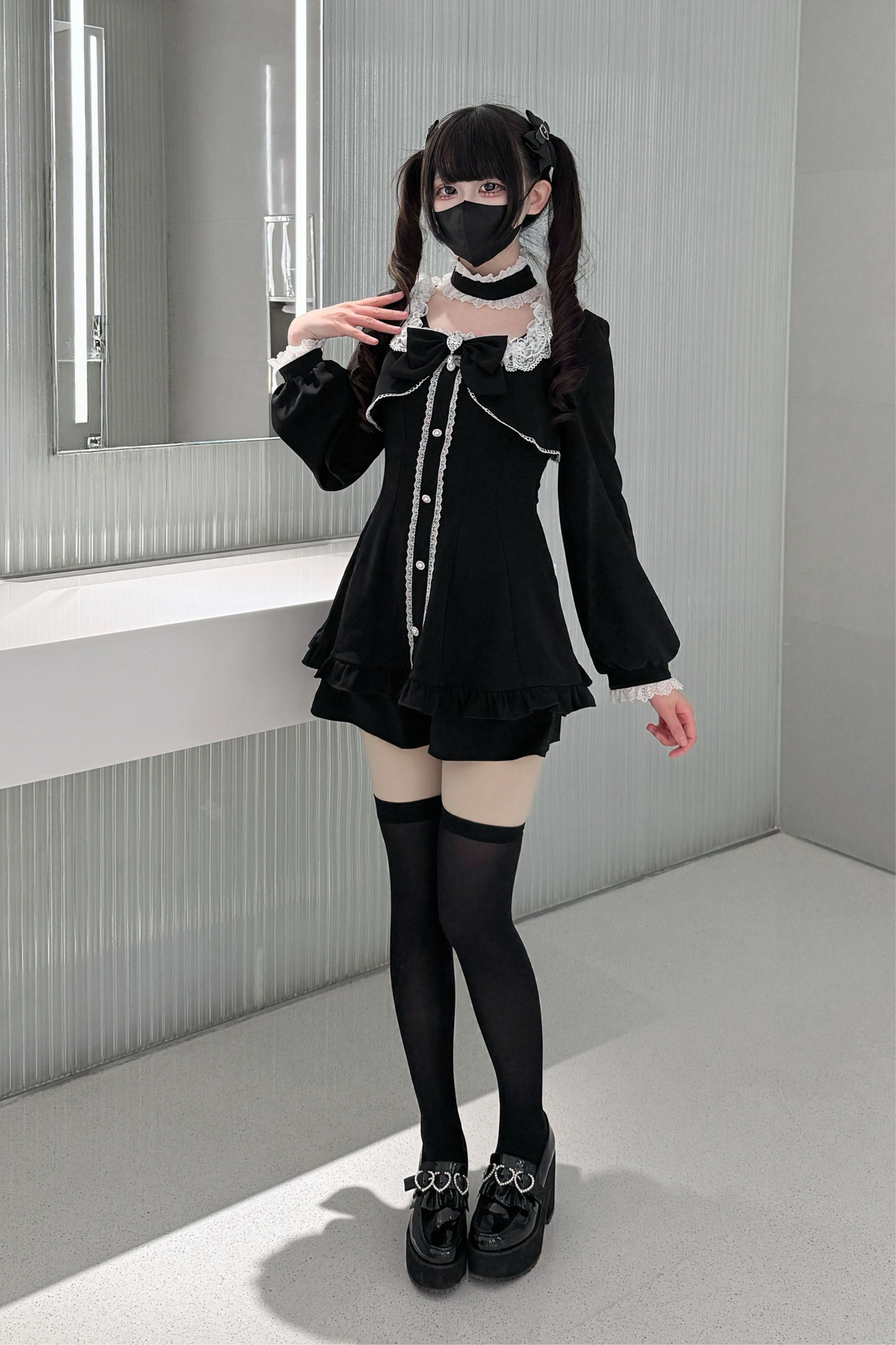 地雷フレアフェイクツーピースワンピース