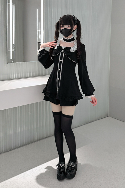 地雷フレアフェイクツーピースワンピース