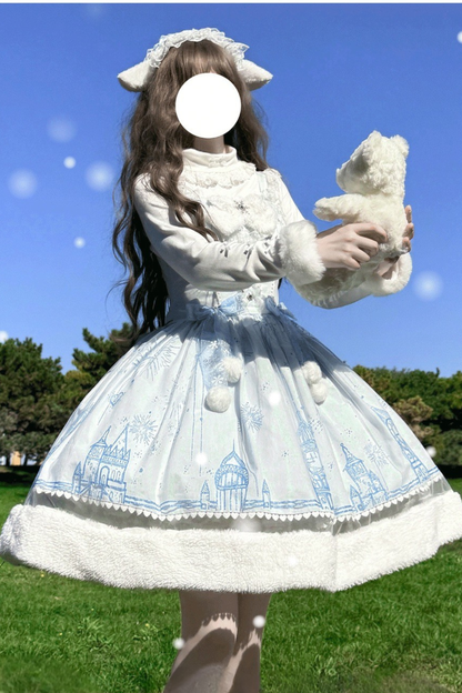スノーフレークキャッスルロリータドレス+ケープ+トップス